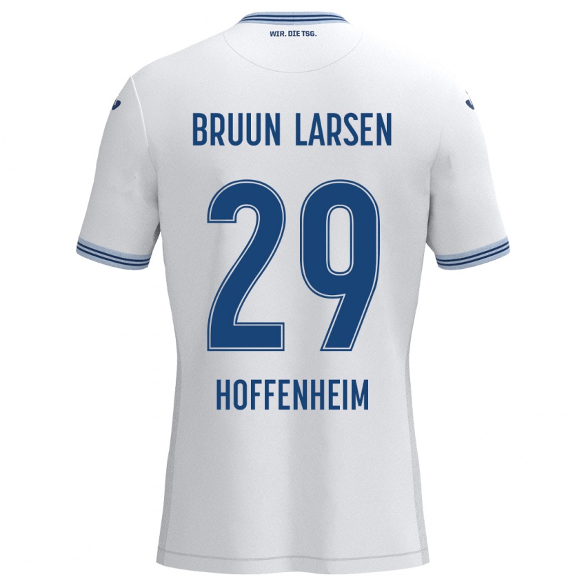 Børn Jacob Bruun Larsen #29 Hvid Blå Udebane Spillertrøjer 2024/25 Trøje T-Shirt