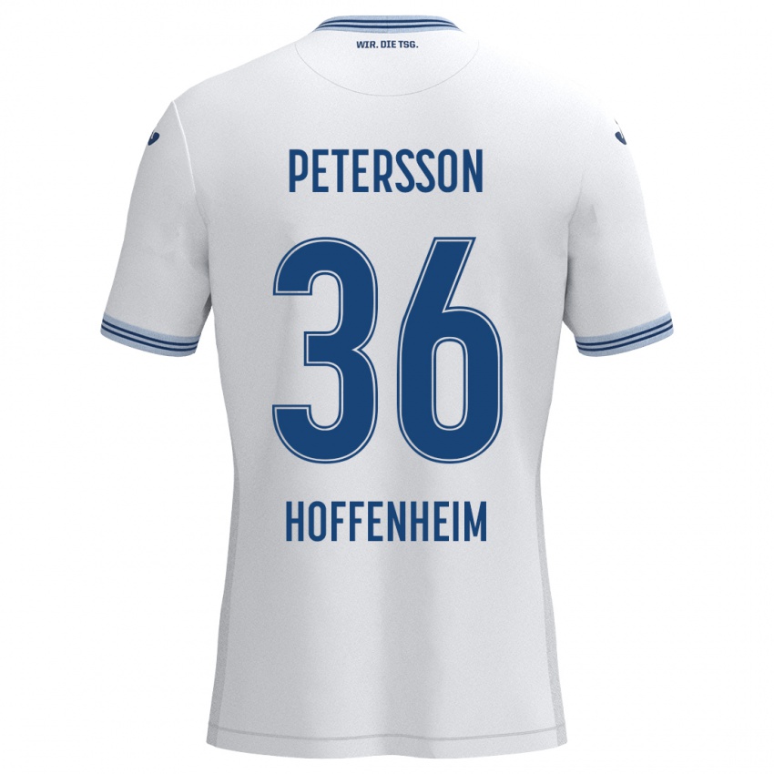 Børn Lúkas Petersson #36 Hvid Blå Udebane Spillertrøjer 2024/25 Trøje T-Shirt