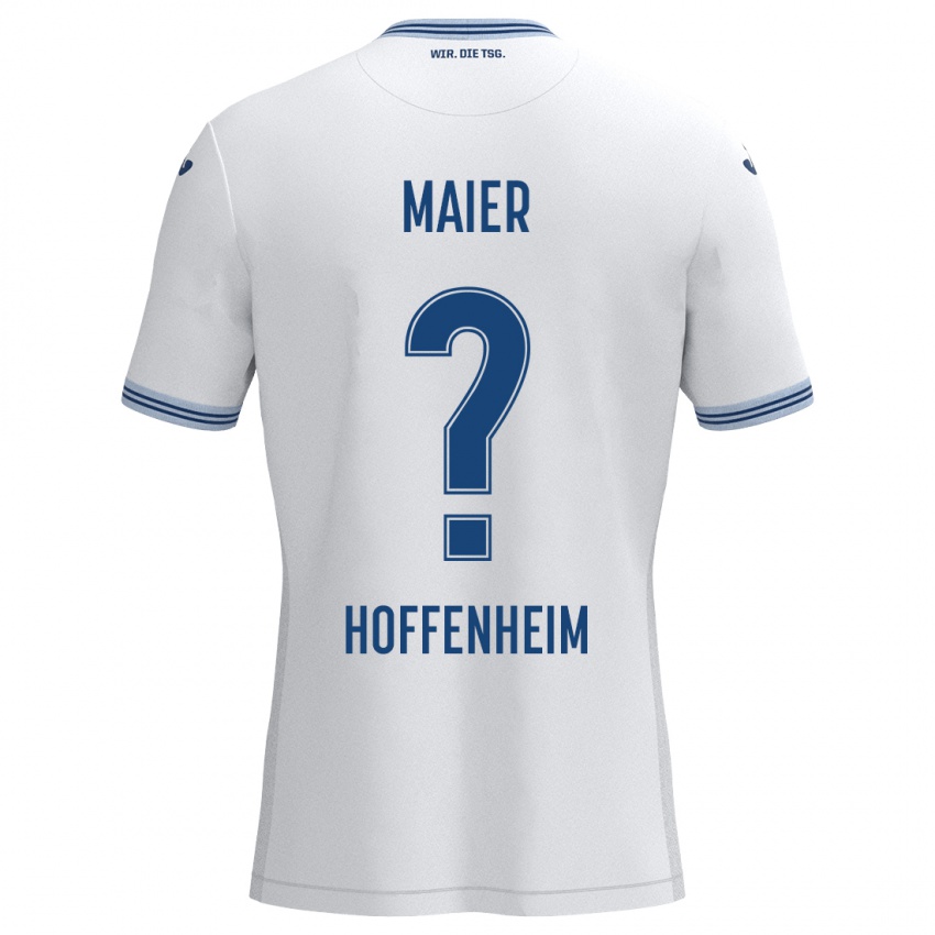 Børn Marcello Maier #0 Hvid Blå Udebane Spillertrøjer 2024/25 Trøje T-Shirt