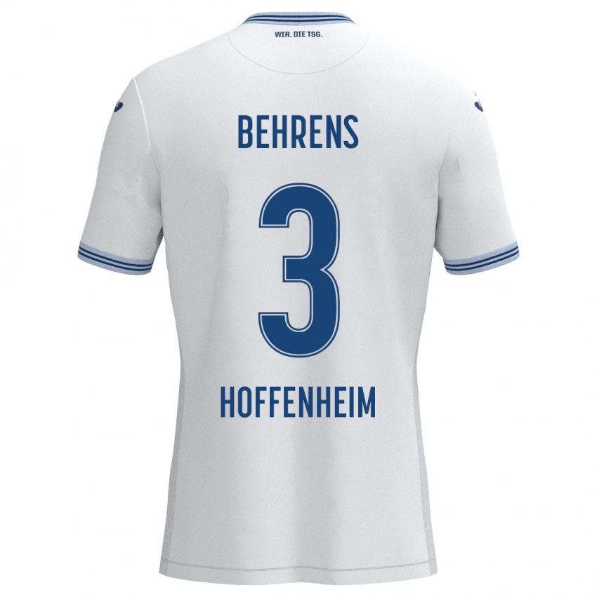 Børn Hennes Behrens #3 Hvid Blå Udebane Spillertrøjer 2024/25 Trøje T-Shirt