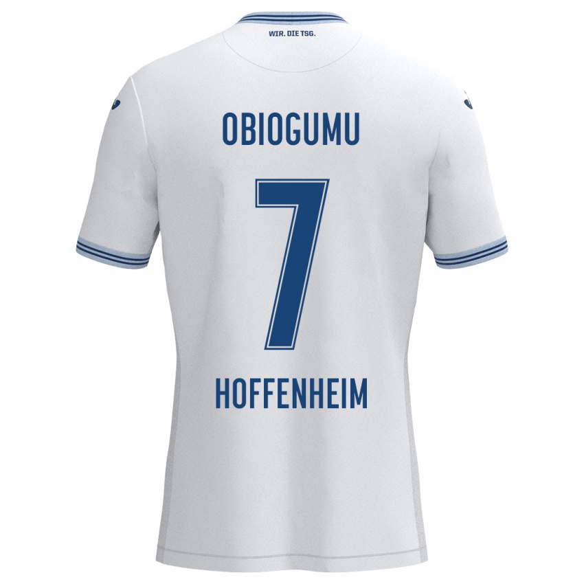 Børn Uche Obiogumu #7 Hvid Blå Udebane Spillertrøjer 2024/25 Trøje T-Shirt