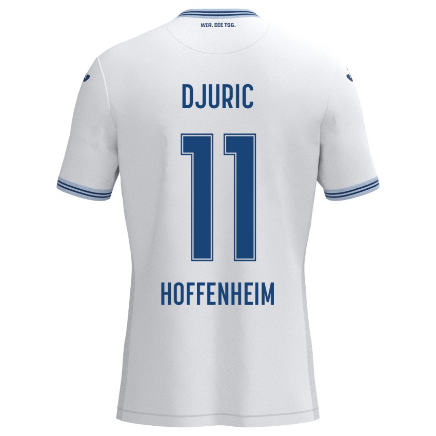 Børn Luka Djuric #11 Hvid Blå Udebane Spillertrøjer 2024/25 Trøje T-Shirt