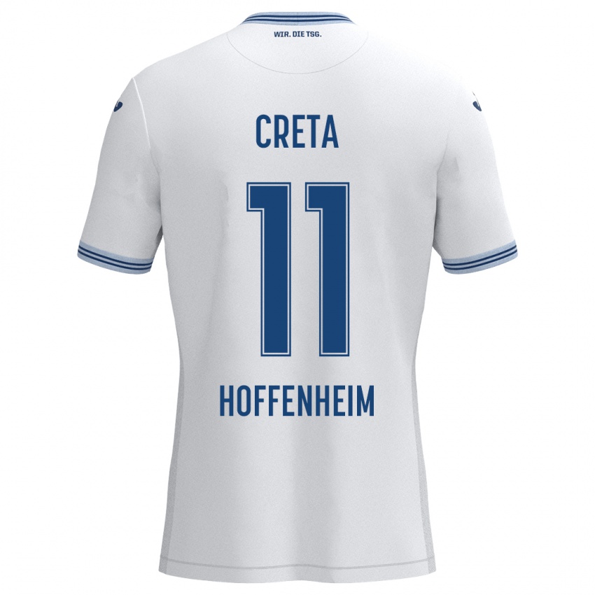 Børn David Creța #11 Hvid Blå Udebane Spillertrøjer 2024/25 Trøje T-Shirt