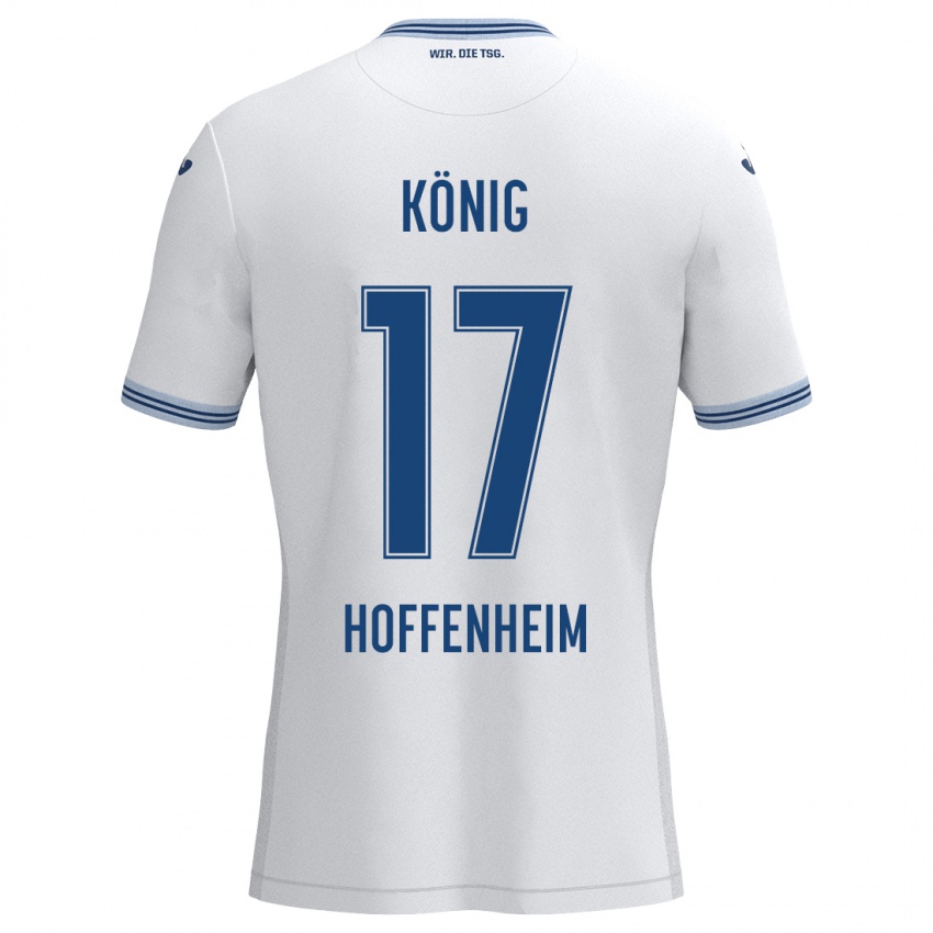 Børn Noah König #17 Hvid Blå Udebane Spillertrøjer 2024/25 Trøje T-Shirt