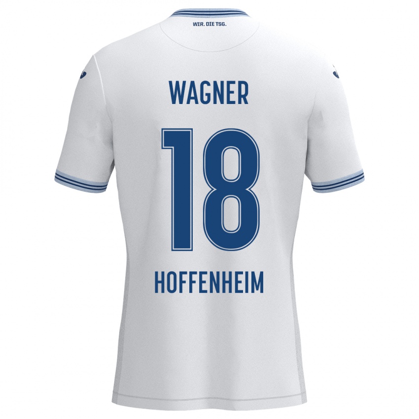 Børn Ricardo Wagner #18 Hvid Blå Udebane Spillertrøjer 2024/25 Trøje T-Shirt