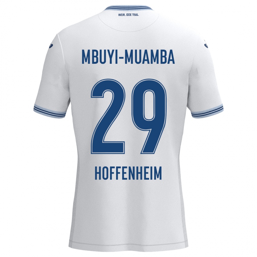 Børn Hubert Mbuyi-Muamba #29 Hvid Blå Udebane Spillertrøjer 2024/25 Trøje T-Shirt