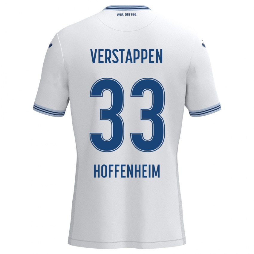 Børn Eric Verstappen #33 Hvid Blå Udebane Spillertrøjer 2024/25 Trøje T-Shirt