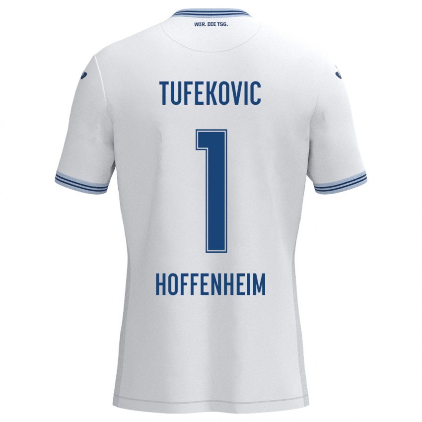 Børn Martina Tufekovic #1 Hvid Blå Udebane Spillertrøjer 2024/25 Trøje T-Shirt