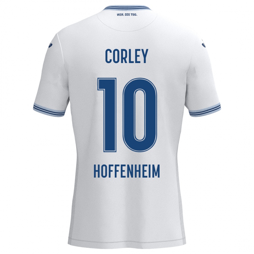 Børn Gia Corley #10 Hvid Blå Udebane Spillertrøjer 2024/25 Trøje T-Shirt