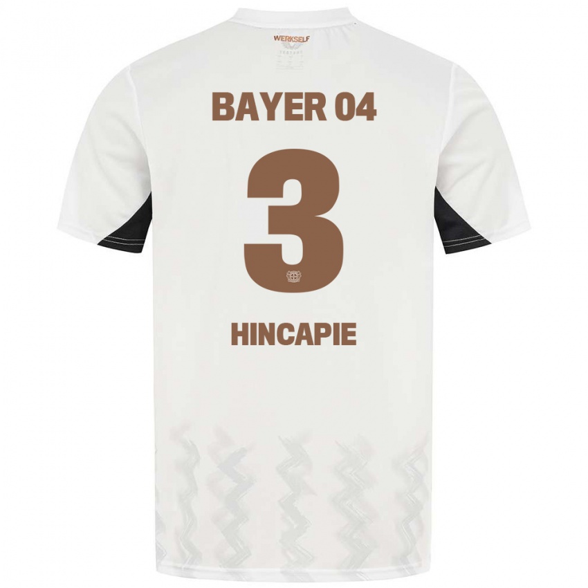 Børn Piero Hincapié #3 Hvid Sort Udebane Spillertrøjer 2024/25 Trøje T-Shirt