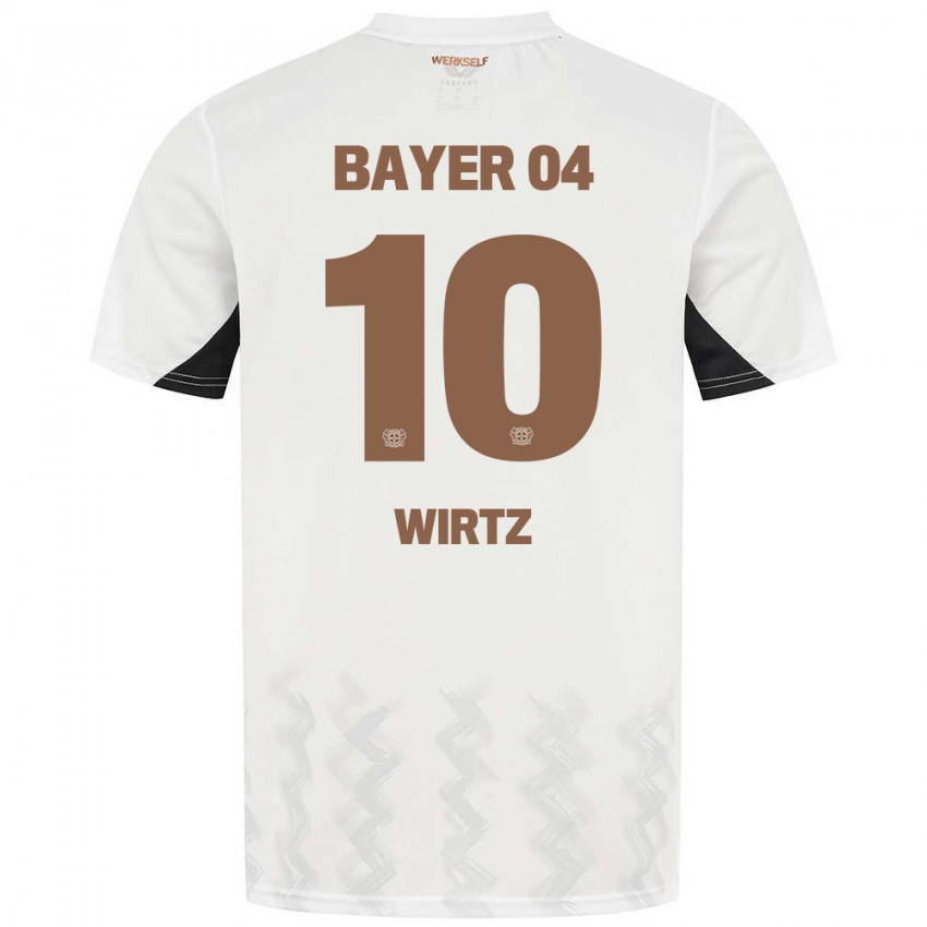 Børn Florian Wirtz #10 Hvid Sort Udebane Spillertrøjer 2024/25 Trøje T-Shirt