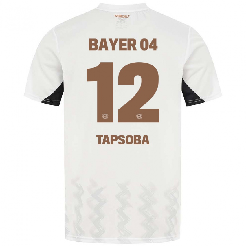 Børn Edmond Tapsoba #12 Hvid Sort Udebane Spillertrøjer 2024/25 Trøje T-Shirt