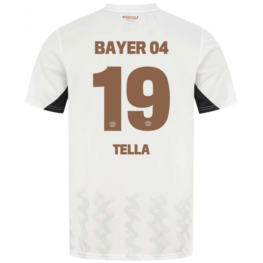 Børn Nathan Tella #19 Hvid Sort Udebane Spillertrøjer 2024/25 Trøje T-Shirt