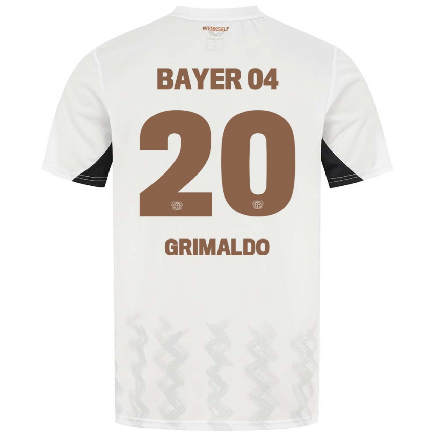 Børn Alejandro Grimaldo #20 Hvid Sort Udebane Spillertrøjer 2024/25 Trøje T-Shirt