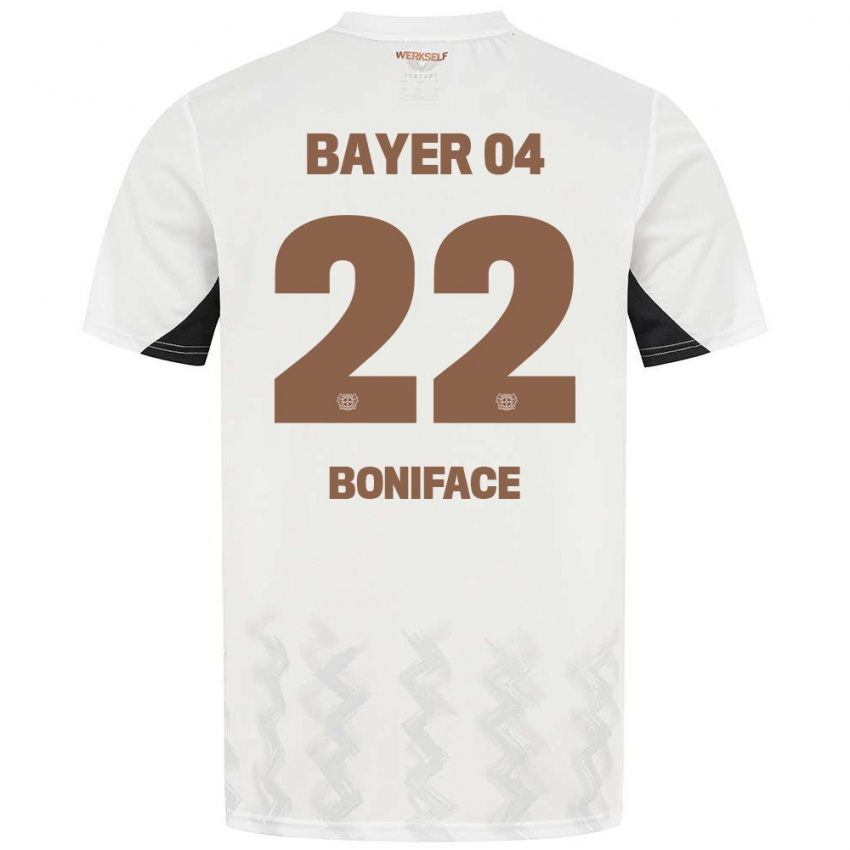 Børn Victor Boniface #22 Hvid Sort Udebane Spillertrøjer 2024/25 Trøje T-Shirt