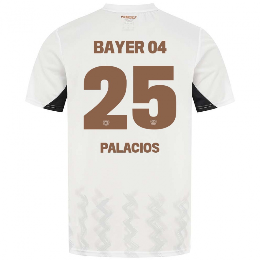 Børn Exequiel Palacios #25 Hvid Sort Udebane Spillertrøjer 2024/25 Trøje T-Shirt