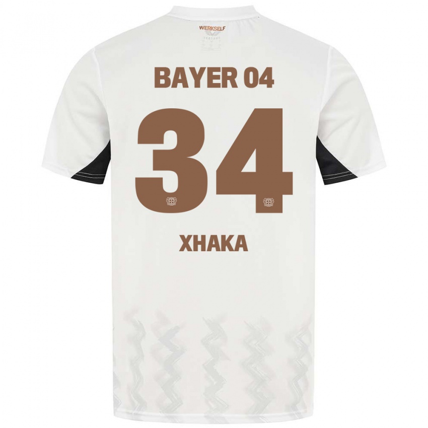 Børn Granit Xhaka #34 Hvid Sort Udebane Spillertrøjer 2024/25 Trøje T-Shirt