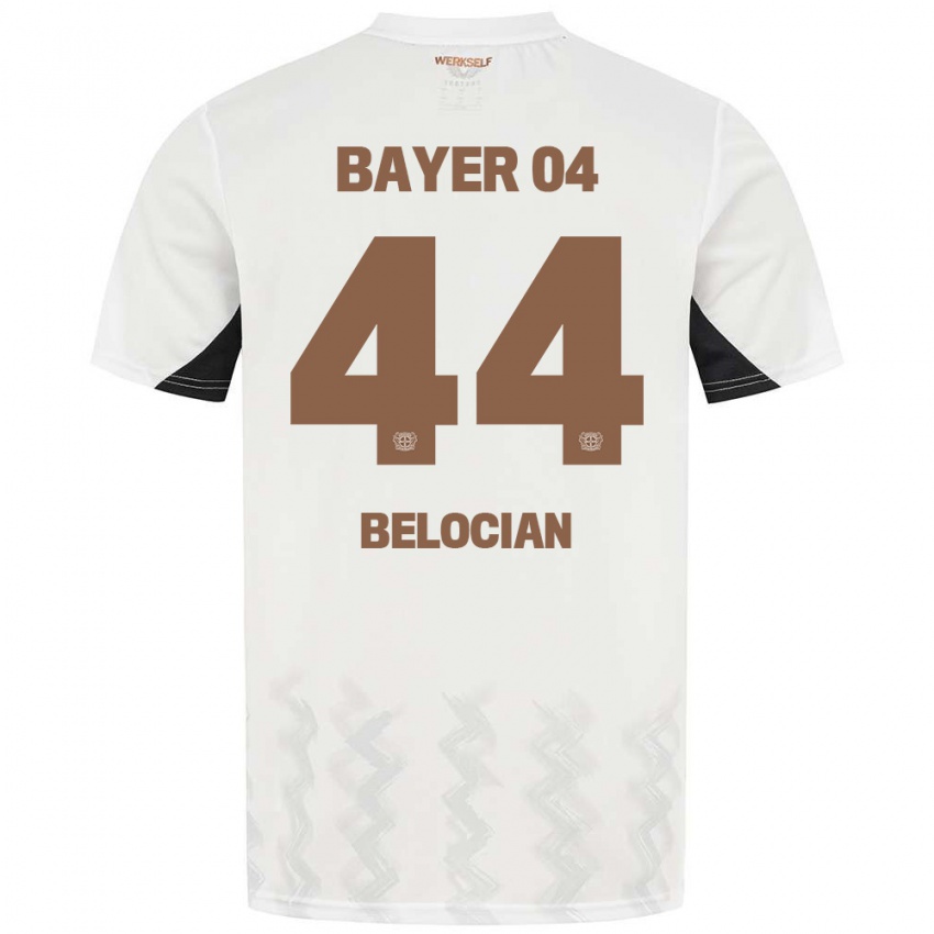 Børn Jeanuël Belocian #44 Hvid Sort Udebane Spillertrøjer 2024/25 Trøje T-Shirt