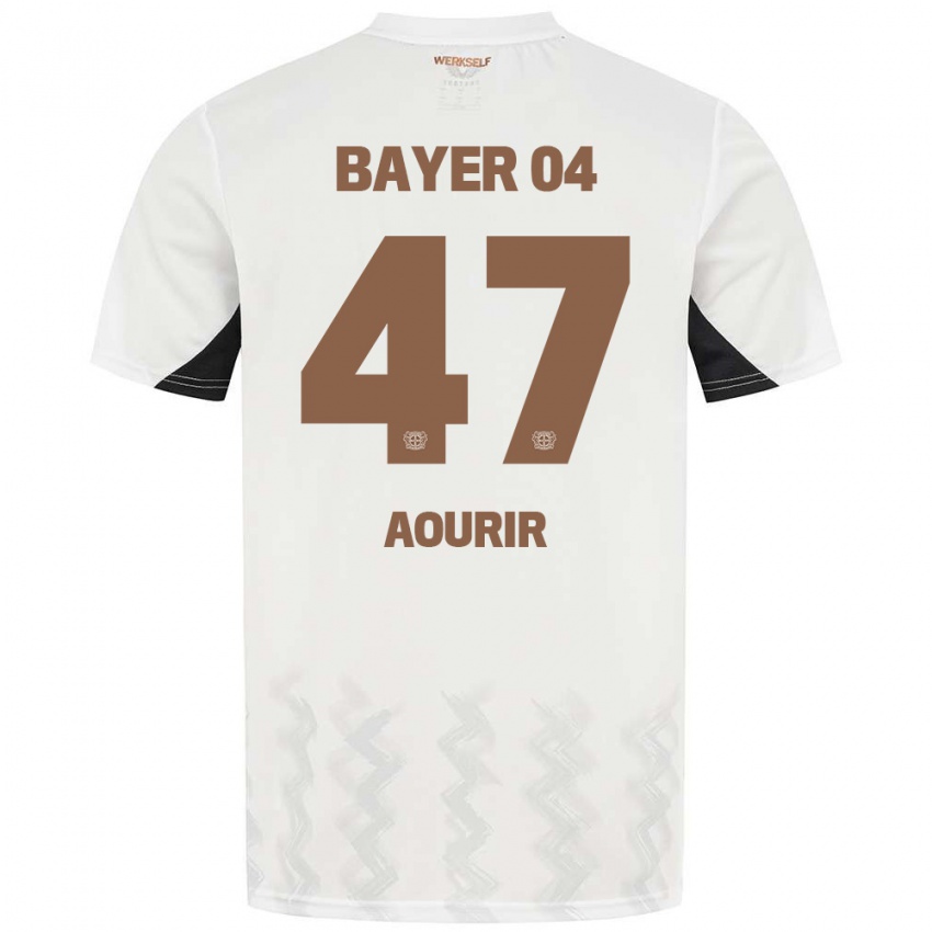 Børn Ayman Aourir #47 Hvid Sort Udebane Spillertrøjer 2024/25 Trøje T-Shirt