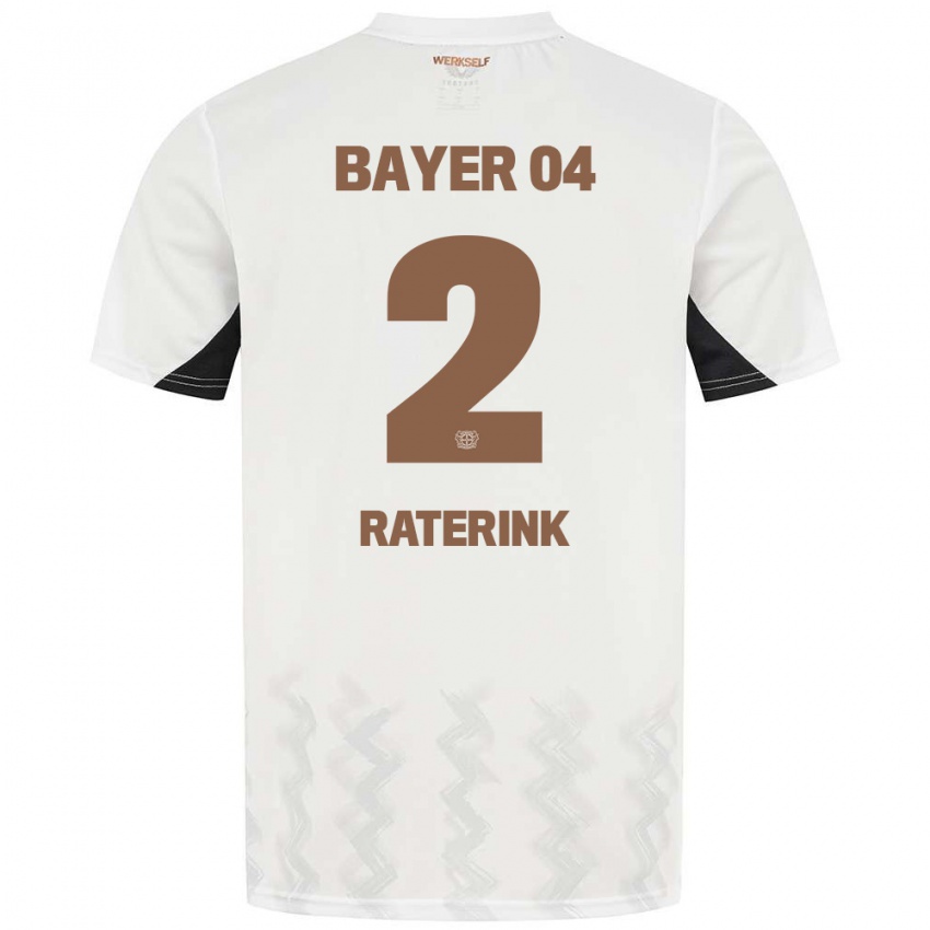 Børn Othniël Raterink #2 Hvid Sort Udebane Spillertrøjer 2024/25 Trøje T-Shirt