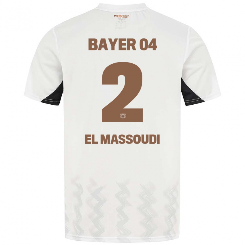 Børn Nassim El Massoudi #2 Hvid Sort Udebane Spillertrøjer 2024/25 Trøje T-Shirt