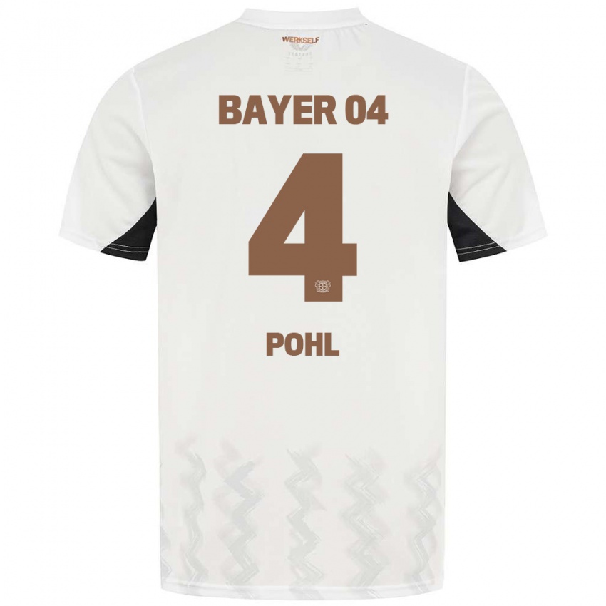 Børn Ferdinand Pohl #4 Hvid Sort Udebane Spillertrøjer 2024/25 Trøje T-Shirt