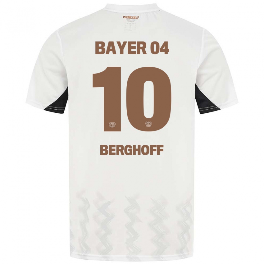 Børn Jonah Berghoff #10 Hvid Sort Udebane Spillertrøjer 2024/25 Trøje T-Shirt