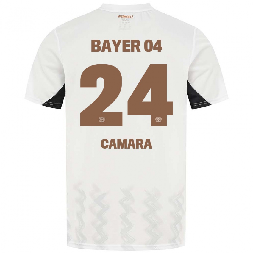 Børn Nourdine Camara #24 Hvid Sort Udebane Spillertrøjer 2024/25 Trøje T-Shirt