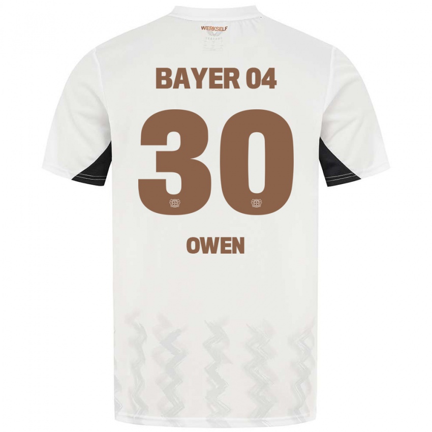 Børn Emmanuel Owen #30 Hvid Sort Udebane Spillertrøjer 2024/25 Trøje T-Shirt