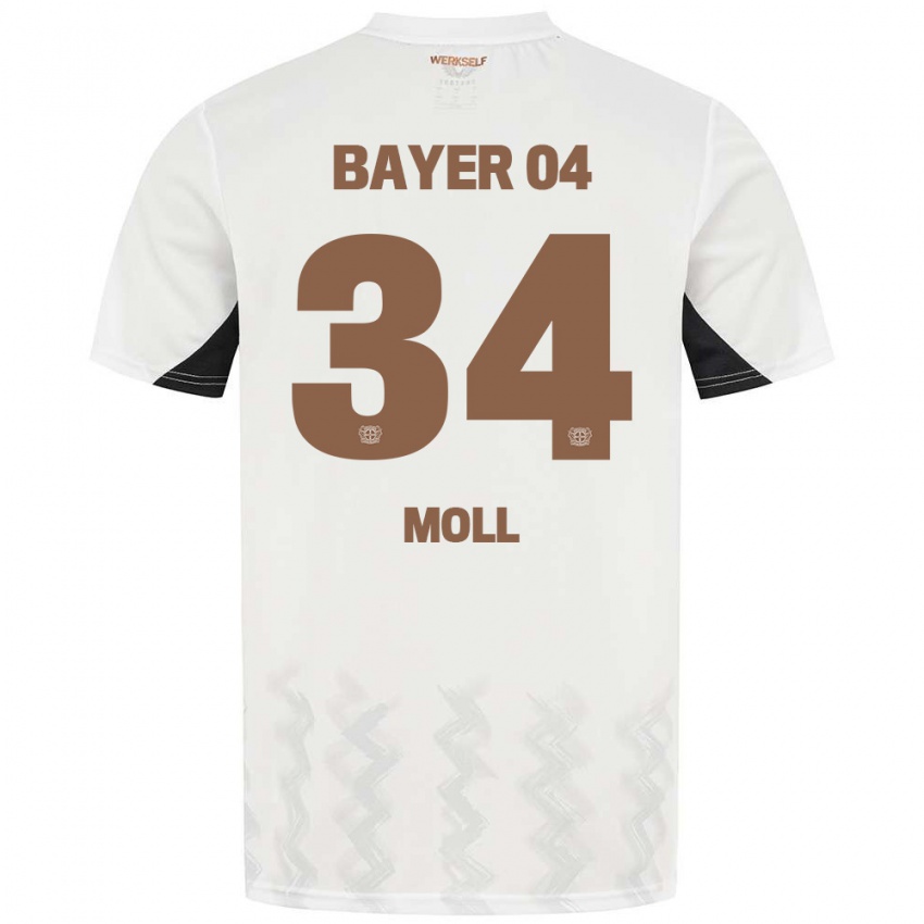 Børn Anne Moll #34 Hvid Sort Udebane Spillertrøjer 2024/25 Trøje T-Shirt