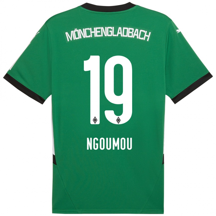 Børn Nathan Ngoumou #19 Grøn Hvid Udebane Spillertrøjer 2024/25 Trøje T-Shirt