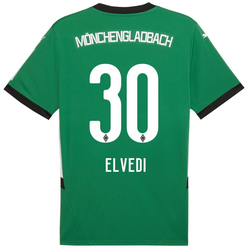 Børn Nico Elvedi #30 Grøn Hvid Udebane Spillertrøjer 2024/25 Trøje T-Shirt