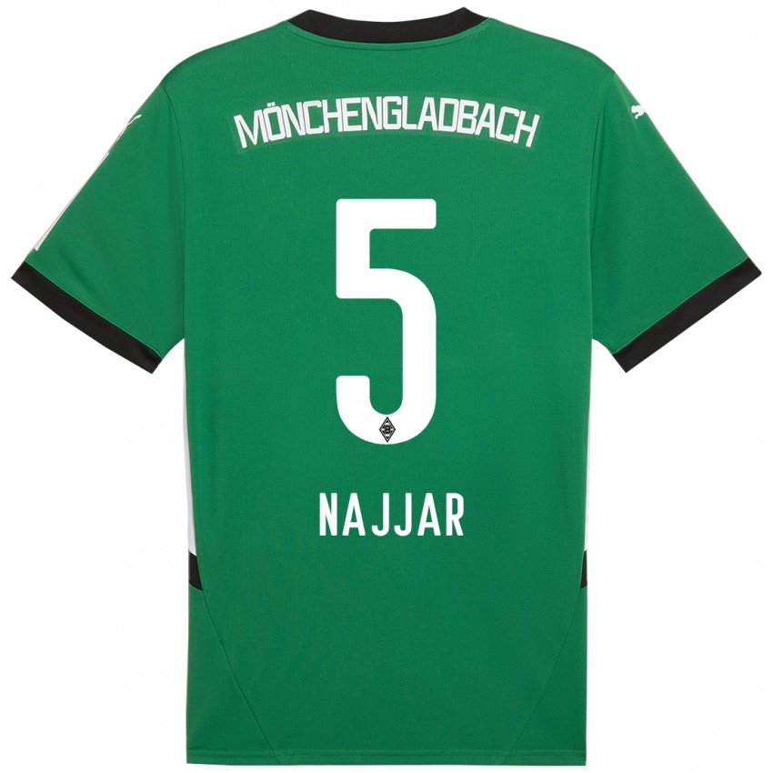 Børn Jamil Najjar #5 Grøn Hvid Udebane Spillertrøjer 2024/25 Trøje T-Shirt