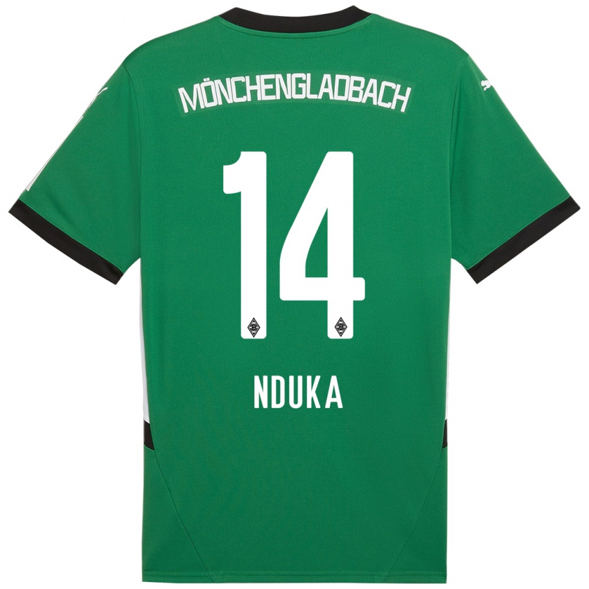 Børn Michael Nduka #14 Grøn Hvid Udebane Spillertrøjer 2024/25 Trøje T-Shirt