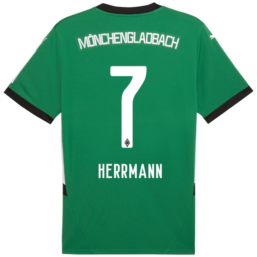 Børn Patrick Herrmann #7 Grøn Hvid Udebane Spillertrøjer 2024/25 Trøje T-Shirt