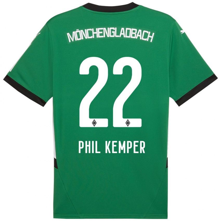 Børn Phil Kemper #22 Grøn Hvid Udebane Spillertrøjer 2024/25 Trøje T-Shirt