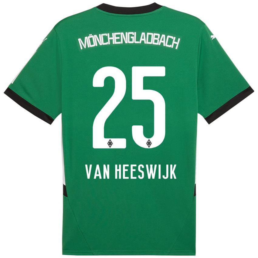 Børn Amber Van Heeswijk #25 Grøn Hvid Udebane Spillertrøjer 2024/25 Trøje T-Shirt