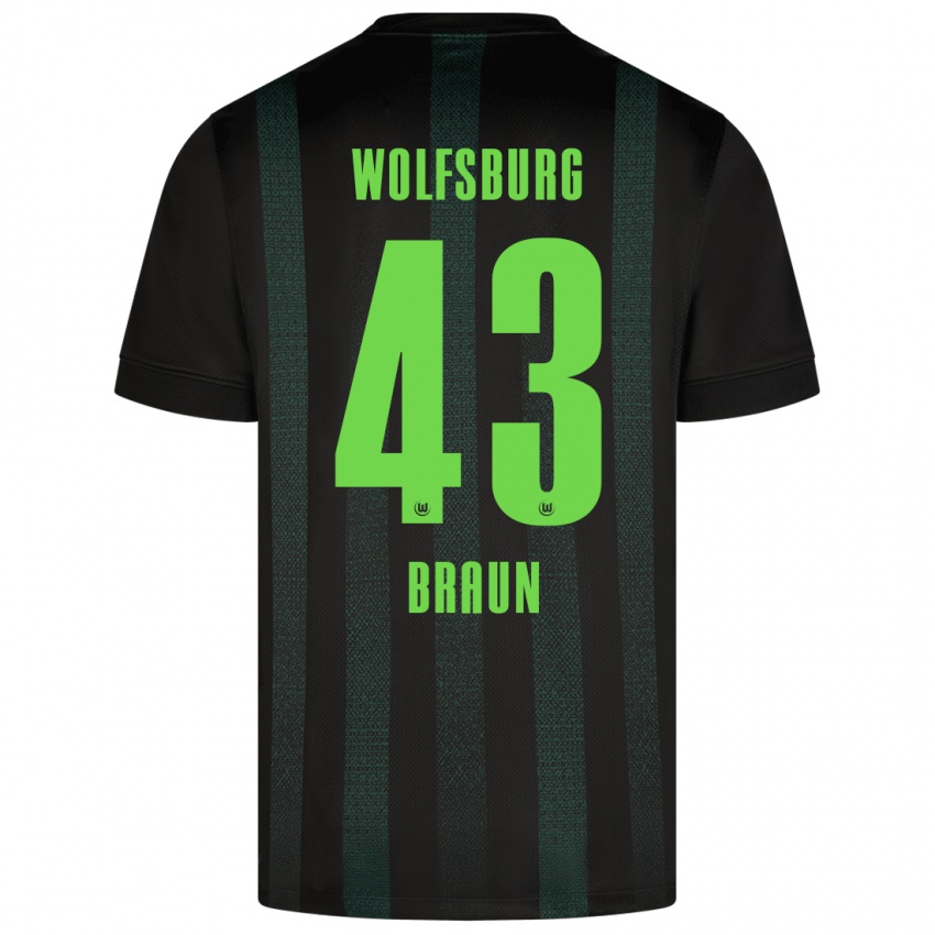 Børn Manuel Braun #43 Mørkegrøn Udebane Spillertrøjer 2024/25 Trøje T-Shirt