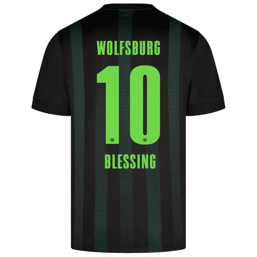 Børn Èlisée Blessing #10 Mørkegrøn Udebane Spillertrøjer 2024/25 Trøje T-Shirt