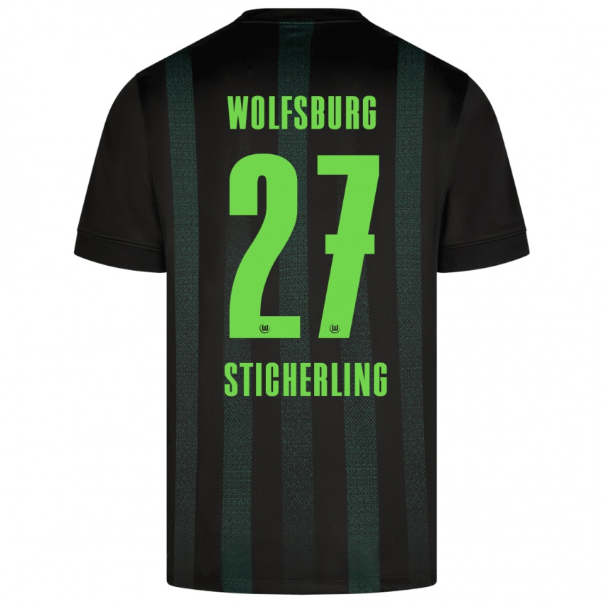 Børn Carl-Anton Sticherling #27 Mørkegrøn Udebane Spillertrøjer 2024/25 Trøje T-Shirt