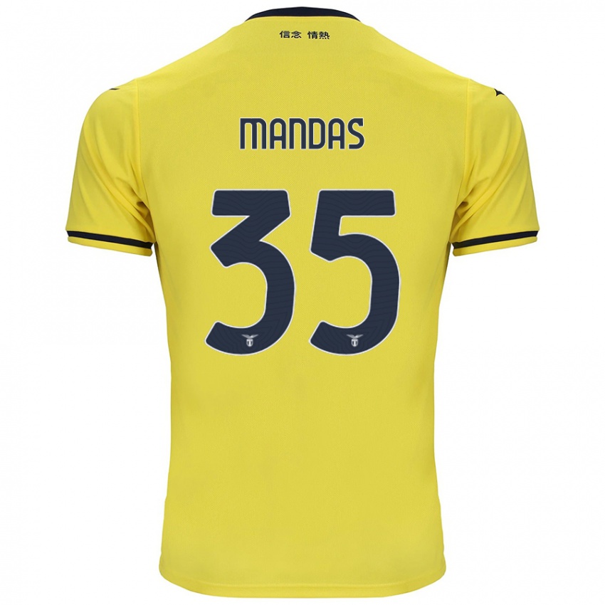 Børn Christos Mandas #35 Gul Udebane Spillertrøjer 2024/25 Trøje T-Shirt