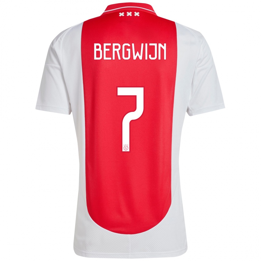 Mænd Steven Bergwijn #7 Rød Hvid Hjemmebane Spillertrøjer 2024/25 Trøje T-Shirt