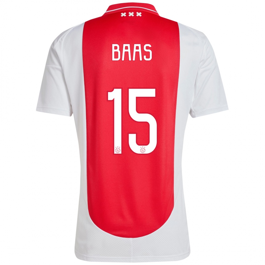 Mænd Youri Baas #15 Rød Hvid Hjemmebane Spillertrøjer 2024/25 Trøje T-Shirt