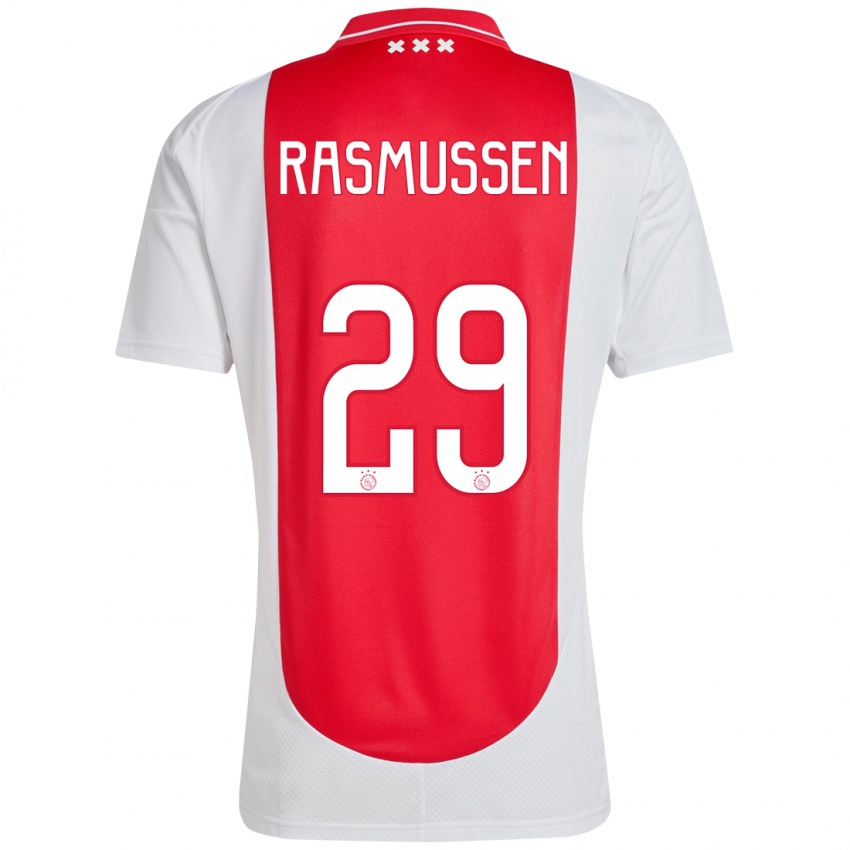 Mænd Christian Rasmussen #29 Rød Hvid Hjemmebane Spillertrøjer 2024/25 Trøje T-Shirt