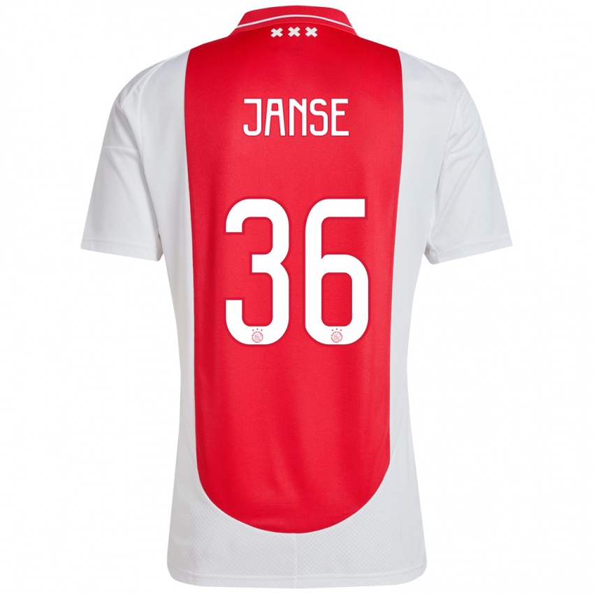 Mænd Dies Janse #36 Rød Hvid Hjemmebane Spillertrøjer 2024/25 Trøje T-Shirt