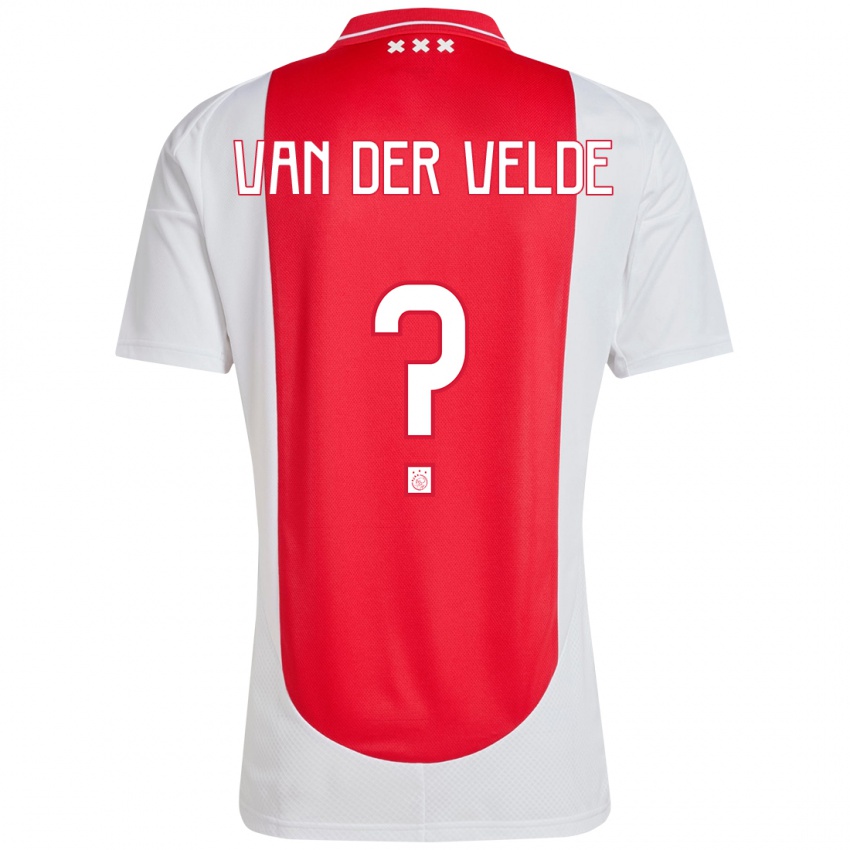 Mænd Valentijn Van Der Velde #0 Rød Hvid Hjemmebane Spillertrøjer 2024/25 Trøje T-Shirt