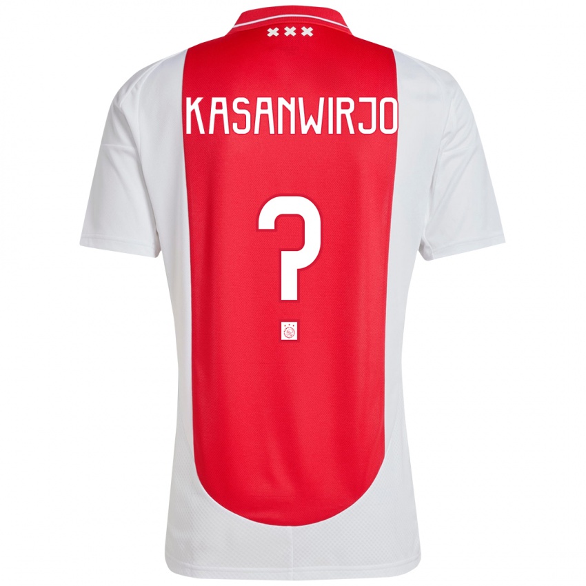 Mænd Kennynho Kasanwirjo #0 Rød Hvid Hjemmebane Spillertrøjer 2024/25 Trøje T-Shirt