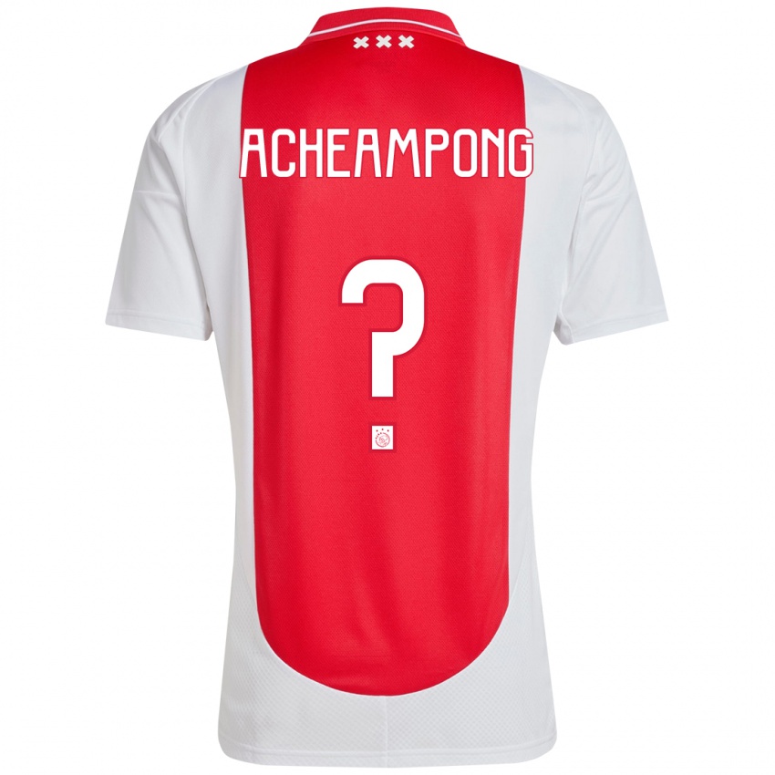 Mænd Levi Acheampong #0 Rød Hvid Hjemmebane Spillertrøjer 2024/25 Trøje T-Shirt