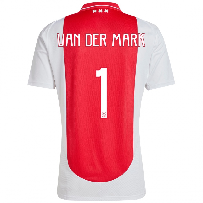 Mænd Jesper Van Der Mark #1 Rød Hvid Hjemmebane Spillertrøjer 2024/25 Trøje T-Shirt