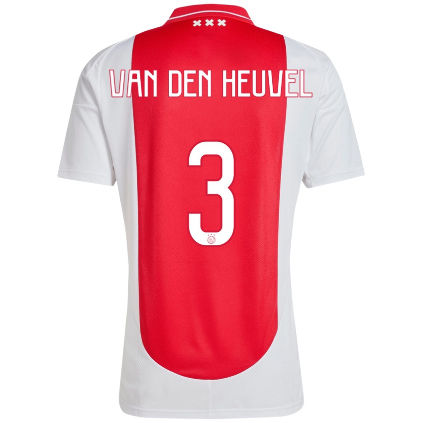 Mænd Nino Van Den Heuvel #3 Rød Hvid Hjemmebane Spillertrøjer 2024/25 Trøje T-Shirt